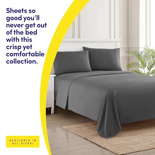 Image of 1500 Supreme Collection Twin XL Sheet Sets Gray - 3 Piece Bed Sheets and Pillowcase Set for Twin XL Mattress - Extra Soft, Elastic Corner Straps, Deep Pocket Sheets, Twin XL Gray