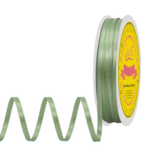 Image of Double Face Spring Moss Satin Thin Ribbon 1 /8 inch X 50 Yards Polyester Spring Moss Ribbon for Gift Wrapping Very Suitable for Weddings Party Hair Bow Invitation Decorations and More