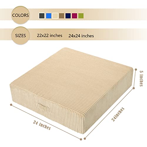 Memorecool Square Floor Cushion For Adults, 24 Inch Large Floor Pillow Cushion Yoga Meditation Floor Pillows Seating With Foam Insert, Thick Square Seat Cushion Washable Big Pillow For Floor, Khaki #TOP7