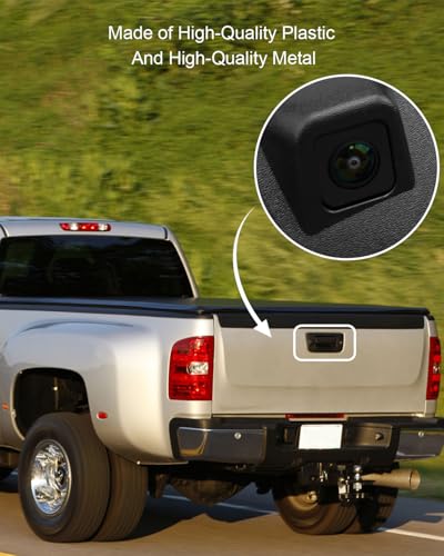 Image of Rear View Backup Camera Fit for Chevrolet Silverado GMC Sierra 1500 2500 HD 3500 HD 2007-2014, Rear Park Assist Reverse Camera Tailgate Handle Lock Cylinder Bezel Trim Kit
