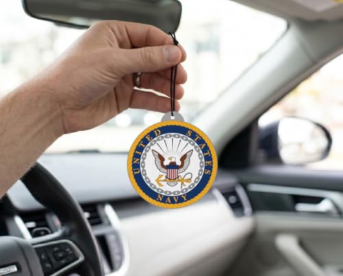 Image of Elektroplate US Navy Crest Car Air Freshener 6-Pack | Officially Licensed, Long-Lasting Arctic Patrol Scent, Vivid Naval Graphics, Versatile Hanging Design
