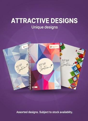 Image of Spectrum Spiral Notebooks, A4 Size, Ruled, 200 Pages, Blue Geometric Design, Pack of 4