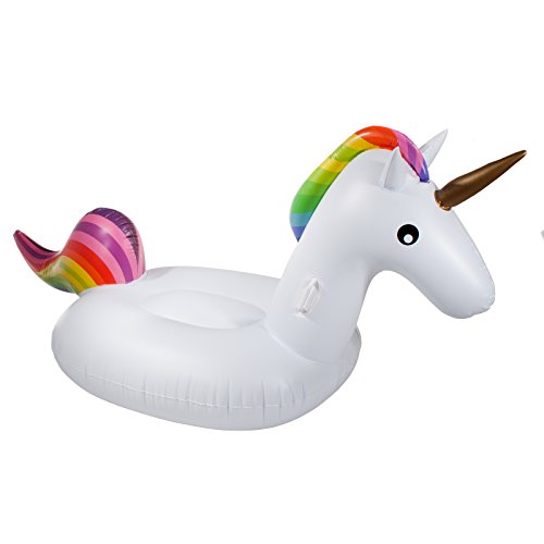 Preisvergleich Produktbild Smartfox XXL Einhorn Schwimmring aufblasbarer Schwimmreifen Luftmatratze Schwimmsessel Schwimminsel Unicorn Regenbogen Pony - 200 x 100 x 90cm