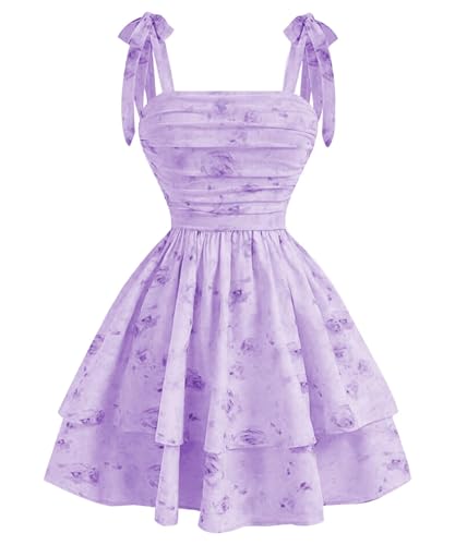 Flower Print Chiffon Homecoming Dresses 2025 Bow Shoulder Cake Prom Dress Teens Summer Mini Gown4