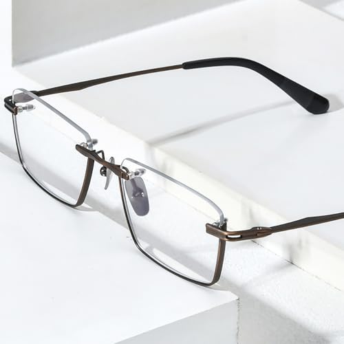 Image of FONEX Pure Titanium Glasses Frame Men Semi Rimless Square Eyeglasses Eyewear DTX416