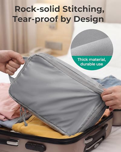 Image of BAGSMART 6 Set Packing Cubes, Expandable Luggage Organizer for Carry on Luggage, Compression and Lightweight Suitcase Organizers for Woman & Man, Grey, 6 PCS