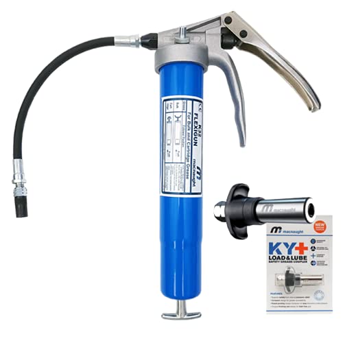 Macnaught K32 HeavyDuty Pistol Grip Grease Gun with KYPLUS Safety Grease Coupler Together at a