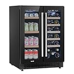 Baridi 60cm Dual Zone Wine Cooler and Drinks Fridge 40 Bottle/120 Can Built-In Under Counter/Freestanding Glass Fronted Bar Drinks Fridge Chiller - DH96
