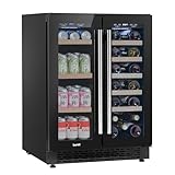 Baridi 60cm Dual Zone Wine Cooler and Drinks Fridge 40 Bottle/120 Can Built-In Under Counter/Freestanding Glass Fronted Bar Drinks Fridge Chiller - DH96