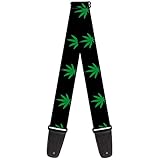Buckle-Down Guitar Strap - Marijuana Leaf Repeat Black/Green - 2' Wide - 29-54' Length
