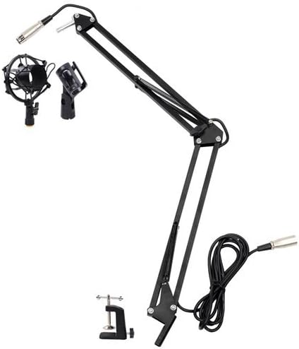 Microphone Suspension Boom Scissor Arm Desktop Stand w/ Shock