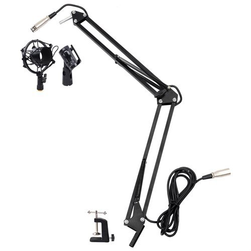 Microphone Suspension Boom Scissor Arm Desktop Stand w/ Shock