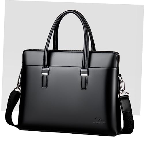 1pc Cow Leather Laptop Bag for Men Wear Resistant Briefcase with Compartment for Business Casual Use Black Messenger Bag for Documents Essentials4
