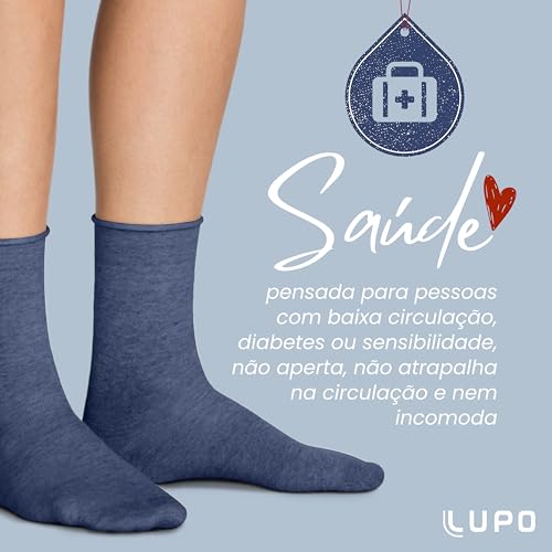 Kit 5 Pares Meias Lupo Sem Punho Meias Sem Punho Para Melhor Circulação, 1 Marinho - 1 Mescla Jeans