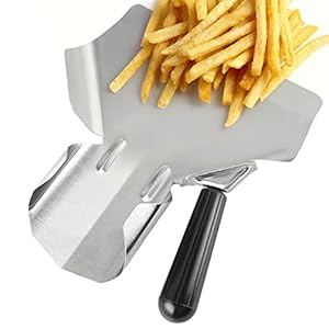 Stainless Steel Chip Scoop Chips Fries Scoop, Stainless Steel Chips Digger Shovel French Chips Digger with Right Handle Non-Slip Ice Scoop for Home Kitchen