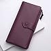 Bveyzi Women Soft Leather RFID Blocking Bifold Slim Wallets Ladies Credit Card Holder Double Zipper Pocket(Deep Plum)