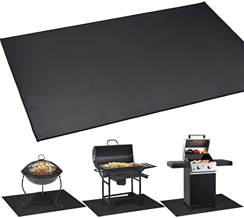 Under Grill Mat 48 ×30 Inch for Outdoor Charcoal, Flat Top, Smokers, Gas Grills.Oil-Proof and Water-Proof BBQ Fireproof Mat Protects Deck Grass, Indoor Fireplace Mat Fire Pit Mat
