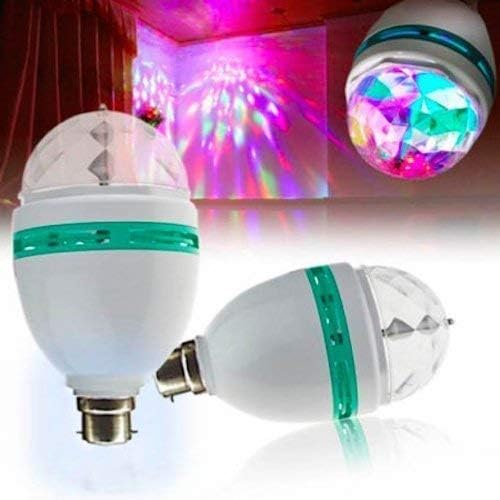 Diamond Craft 360 Degree Rotating Disco LED Bulb Light Lamp for Home Pooja Temple Party Home Diwali Decoration (Multi Colours) Night Light for Kids Bedroom (small pack-pack of 1 led bulb)