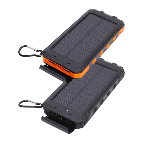 Cargador Solar, batería Externa portátil para teléfono, Carga rápida inalámbrica de 20000 mAh, Linterna integrada, Dispositivo al Aire Libre para Camping, Senderismo, emergencias, Viajes, Negro