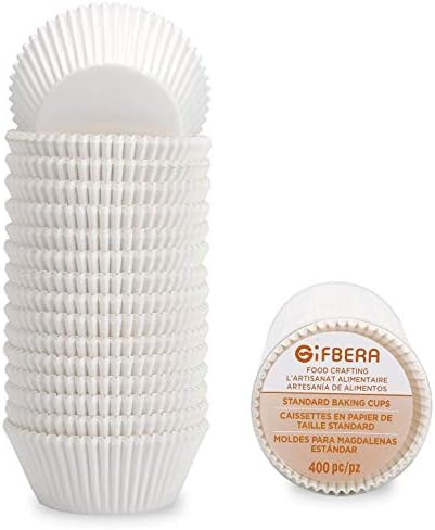 Gifbera White Cupcake Liners Standard Muffin Cups 400-Count, Unbleached Greaseproof Paper, No Smell