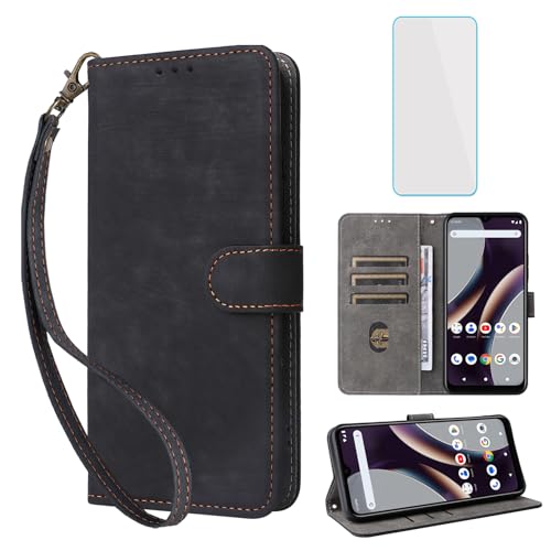 Étui pour Nokia C210 avec porte-cartes et protection d'écran intégrée en similicuir noir