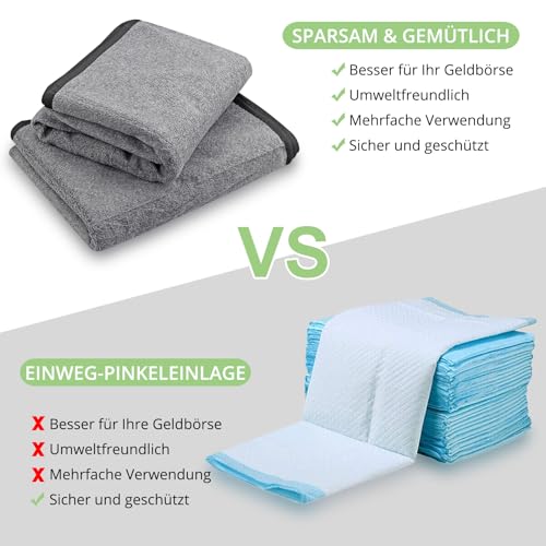 TAIKURA Waschbar Haustier-Urinunterlage, 2er 70*100CM Hundetrainingspad super Saugfähig, rutschfest & Auslaufsicher, Wiederverwendbare Trainingsunterlagen Puppy Pads für Hunde Katzen andere Haustiere