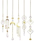 6Pcs Crystal Suncatcher, Hanging Crystals for Windows, Rainbow Maker, Sun Catchers for Kids, Stained