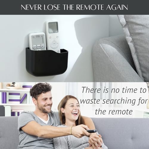 LINFIDITE Adhesive TV Remote Control Holder Wall Mount TV Holder Wall Remote Control Caddy Storage Organizer Universal Controller Stand Box (For 2 Or 3 Remote Controls–Black–Quantity2 - Cosy Home Interiors LINFIDITE Adhesive TV Remote Control Holder Wall Mount TV Holder Wall Remote Control Caddy Storage Organizer Universal Controller Stand Box (For 2 Or 3 Remote Controls–Black–Quantity2 - Image 2
