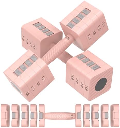 Adjustable Dumbbells Set of 2, 5-in-1 Adjustable Weight Dumbbells...