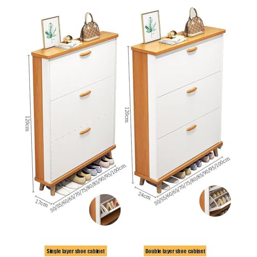 Meuble chaussures basculant gain de place équipé de 3 grands compartiments et plateau