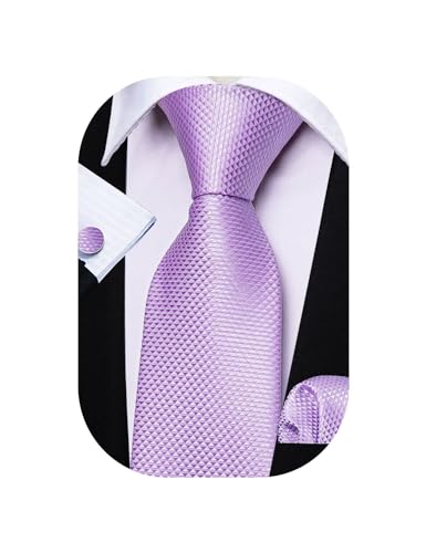 Image of Barry.Wang Classic Mens Ties Silk Necktie Pocket Square Cufflinks Set Woven Designer Wedding Business