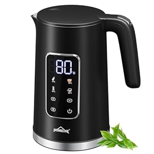 Wasserkocher Mit Temperatureinstellung, 1.7 L Wasserkocher Edelstahl, 2200w Teekessel Mit 40-100°C, Automatische Stromabschaltung, Warmhaltefunktion, Trockenkochschutz，Doppelwan... Konstruktion