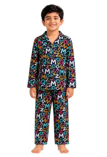 Image of 3BROS Kid's Pure Cotton Full Sleeves Night Suit /Dress for Boys /Girls Full Pajama & Top Sleep Suit Combo Set