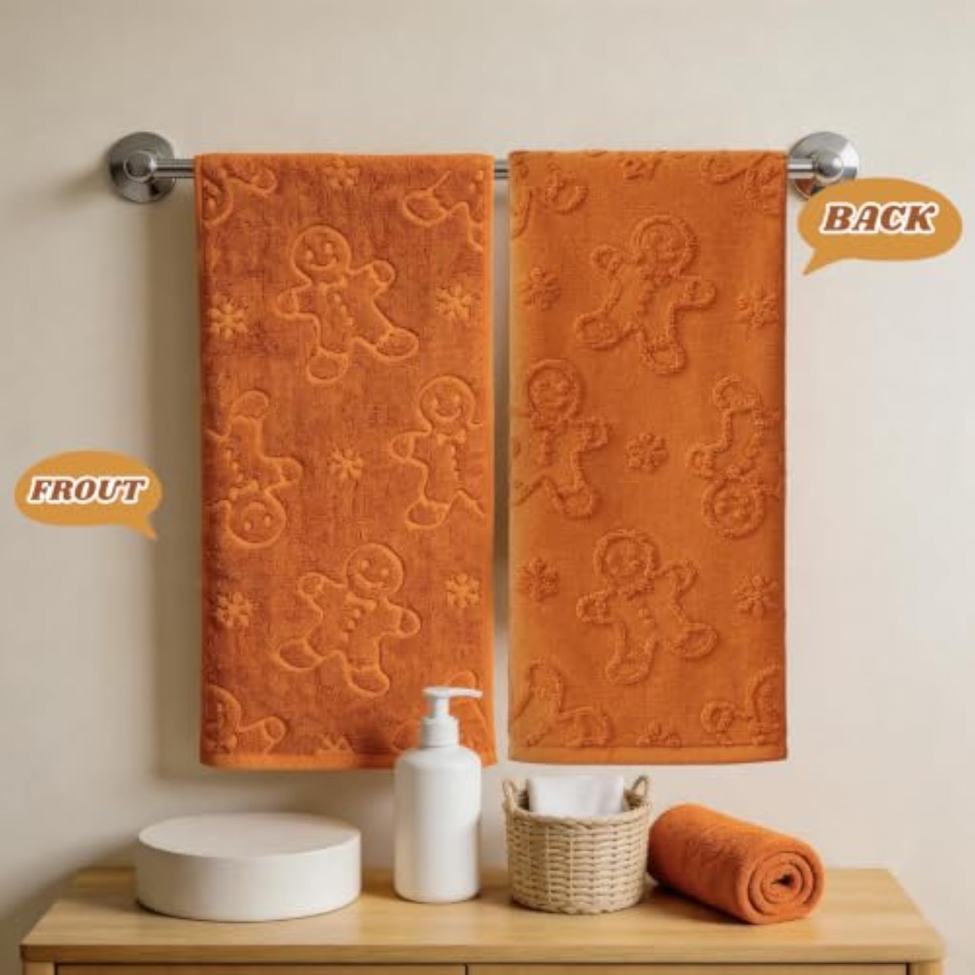 3 Pcs Christmas Gingerbread Hand Towels Set, Gift