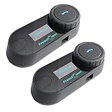 FreedConn TCOM-SC Motorcycle Helmet Bluetooth Intercom Headset Communication Systems Kit, for 2 or 3 Riders, LCD Screen/FM Radio/Mobile phone/MP3/GPS Connective/Range 800m / Handsfree (2 Pack)