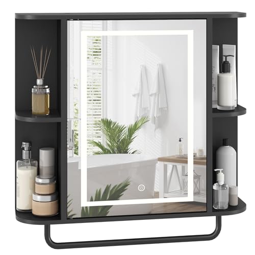 MAHANCRIS Bathroom Wall Cabinet with Mirror, Mirrored Medicine Cabinet with