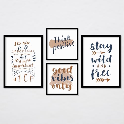 ARTELLY Motivational Wall Frames Inspirational Quotes Wall Frames For Home Office Study Room Decor Posters With Frame (Set of 4) (Medium, Quote 2)