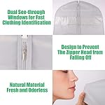 24x65 Inch Garment Bags for Hanging Clothes, 3Pcs Dress Bags for Gowns Long, Garment Bags for Travel Storage, Light Gray Hanging Garment Bag with Two Viewable Windows
