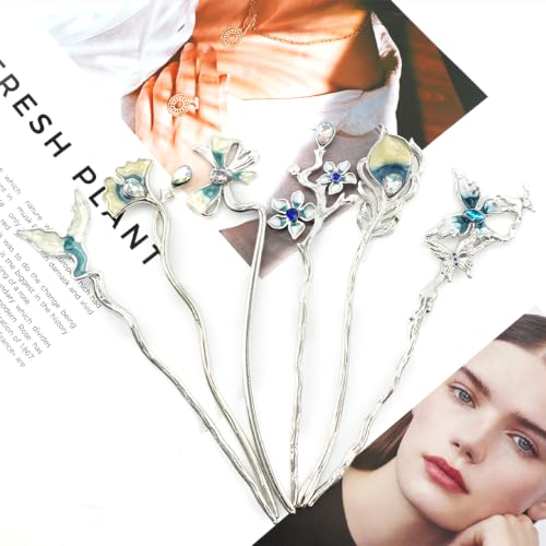 Image of MAYCREATE Chinese Hair Sticks Floral Tassel Hairpins Vintage Style
