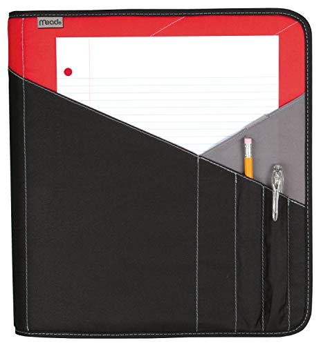 Mead Zipper Binder With Expanding File, 3 Ring Binder, 1-1/2", Red (72196) #TOP1