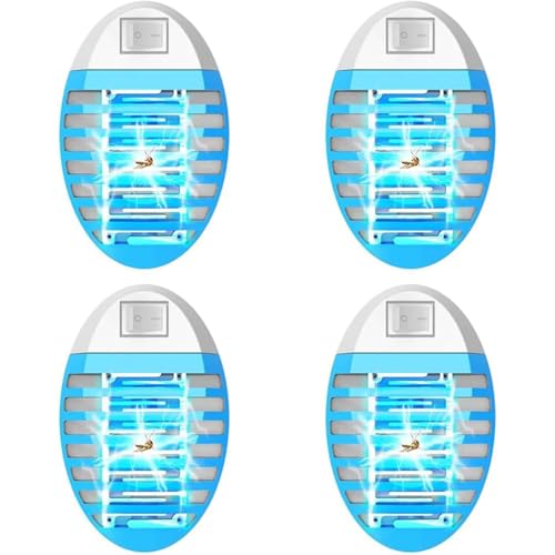LOFFU 4 Pack Lámpara Antimosquitos Electrico, Lámpara Antimosquitos Electrico con LED UV, Mata Mosquitos Moscas Lampara, Trampa de Insectos para Interior Comedor, Cocina, Dormitorio