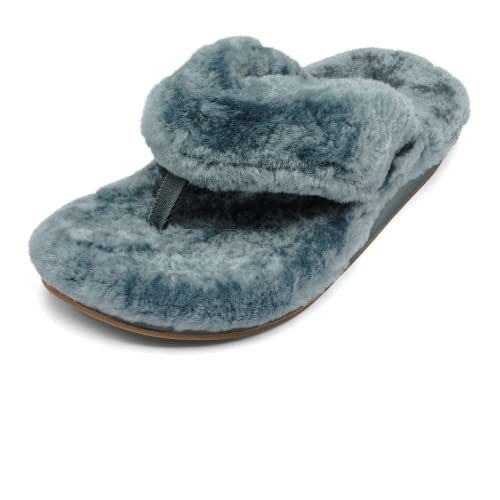 OLUKAI Kipe'a Heu Women's Sandal Slippers, Soft & Comfortable Shearling-Wrapped Straps, Durable Rubber Outsoles for All-Day Wear, Causal & Cute Everyday Style