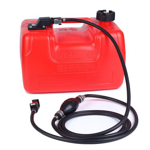 GarveeTech Réservoir de Carburant Marin Portable 3 Gal (12 L) avec Flexible de 3 m et Jauge - pour Moteurs Hors-bord, Yacht, Bateau de Pêche, Bateau Ponté
