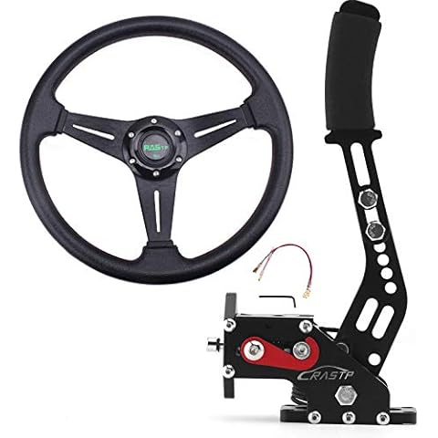 RASTP Universal Racing Steering Wheel with USB Handbrake for PC Cover