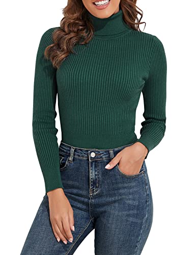Image of PrettyGuide Women's Ribbed Turtleneck Long Sleeve Sweater Tops