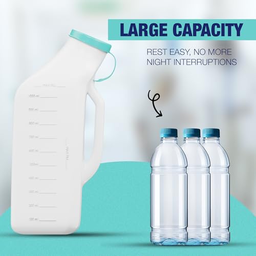 Denus 1000 ml Leak & Smell Proof Urine Bottles Male Spill Proof. Special Male Urine Bottle with Soft Edges, Glowing Lid. Portable Male Urinal Bottles for Men, for Hospitals, Travel & Emergency - Image 3