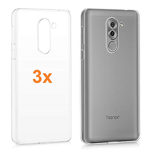 REY Pack 3X Cover in Gel TPU Trasparente per Huawei Honor 6X (2016) / Huawei GR5 (2017), Ultra Sottile 0,33 mm, Morbido Flessibile, Custodia Silicone