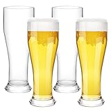 MICHLEY Unzerbrechlich Biergläser, Tritan-Kunststoff Weizengläser 480ml, Bierglas fur Camping Party, BPA-frei Weizenbiergläser 4er Set
