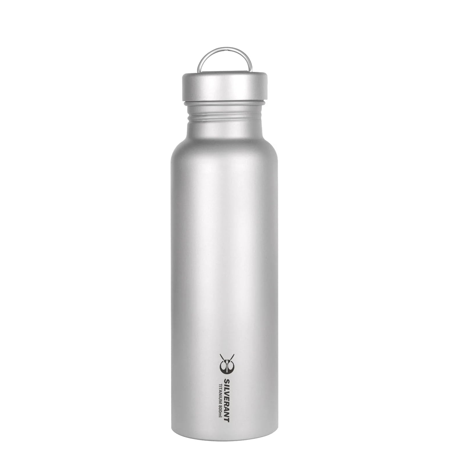 SILVERANT Botella de agua de titanio, ultraligera para camping, botella de hidratación para senderismo al aire libre (500 ml, redonda)