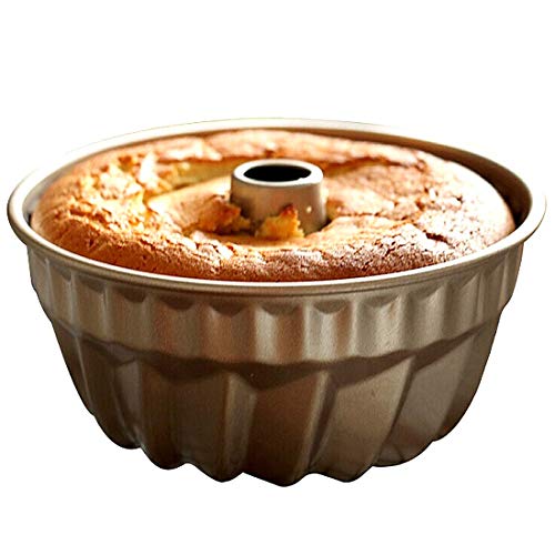 CANDeal 7 Inch Cake Tin Kugelhopf Tin Non-Stick Fluted Tube Round Ring Cake Pan with Swirl Engraving Baking Mould for Cakes Bread